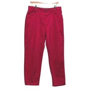 Vintage, Jones Jeans, Women's Red Straight Leg 100% Cotton Pants High Rise Sz 14
